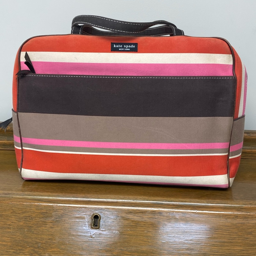 Authentic kate spade luggage stripe Madison EUC